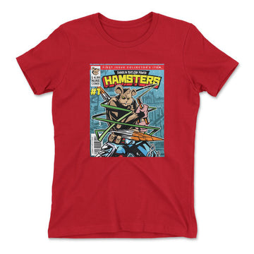 Comic Cover - Hamsters Womens T-Shirt in Red color